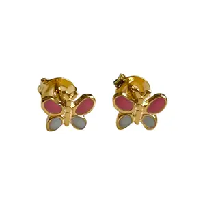 SME012 Pink Butterfly Enamel Earrings
