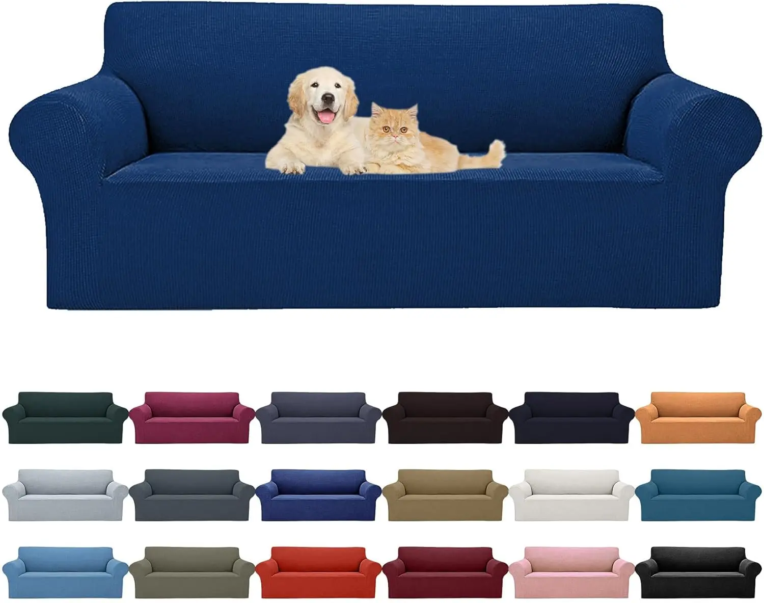 Plain Stretch Fabric Full-Cover Sofa Cover for 1-4 Seater, Soft Breathable Durable Pet-Friendly Couch Protector for Indoor Living Room Use