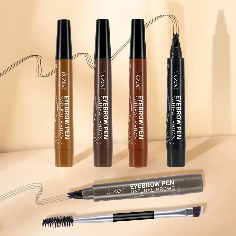 ikzee 4-prong eyebrow pencil, 5 colors, waterproof and sweatproof, portable size, multi-functional eyebrow pencil, suitable for eyebrows/eyelashes/eyeliner/hairline.