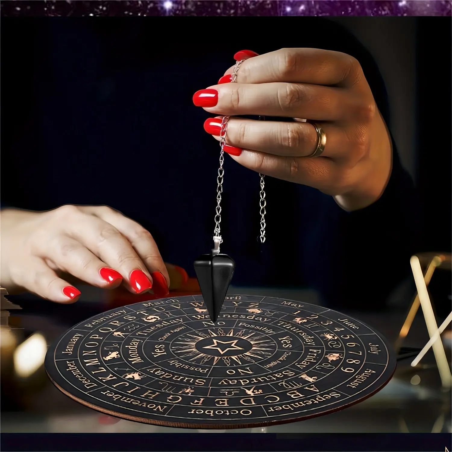 Wooden divination board set of 3, Wooden Craftsmanship, with cone-shaped crystal pendant, used for decorating spiritual altars, home decoration, Ornaments, Religious Decorations, Religious Home Decor