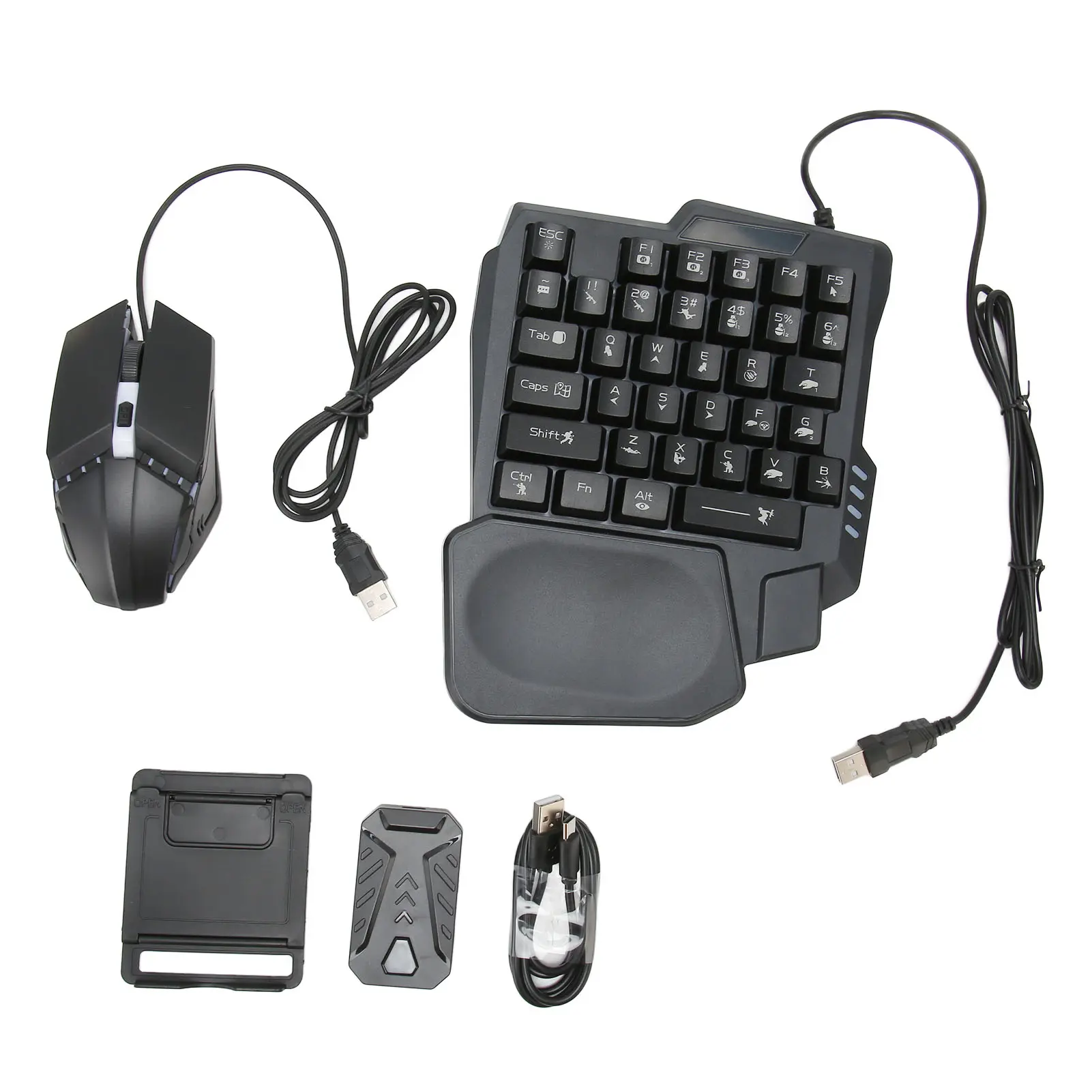 ZRTF 4 in 1 Converter Single-Hand Keyboard,Mobile Game Combo Pack for PUBG Mobile Phone Keyboard Gaming Mice Keyboard and Mouse Combo Set for Android only