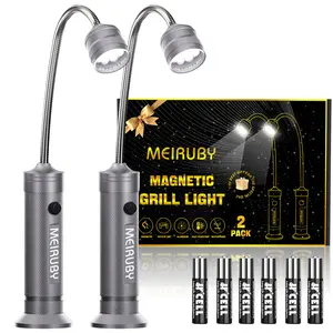 2-Pack Magnetic Barbecue Grill Light: BBQ Grilling Accessories for Outdoor Grills with 360-Degree Flexible Gooseneck, Magnetic Base, Gifts for Dads