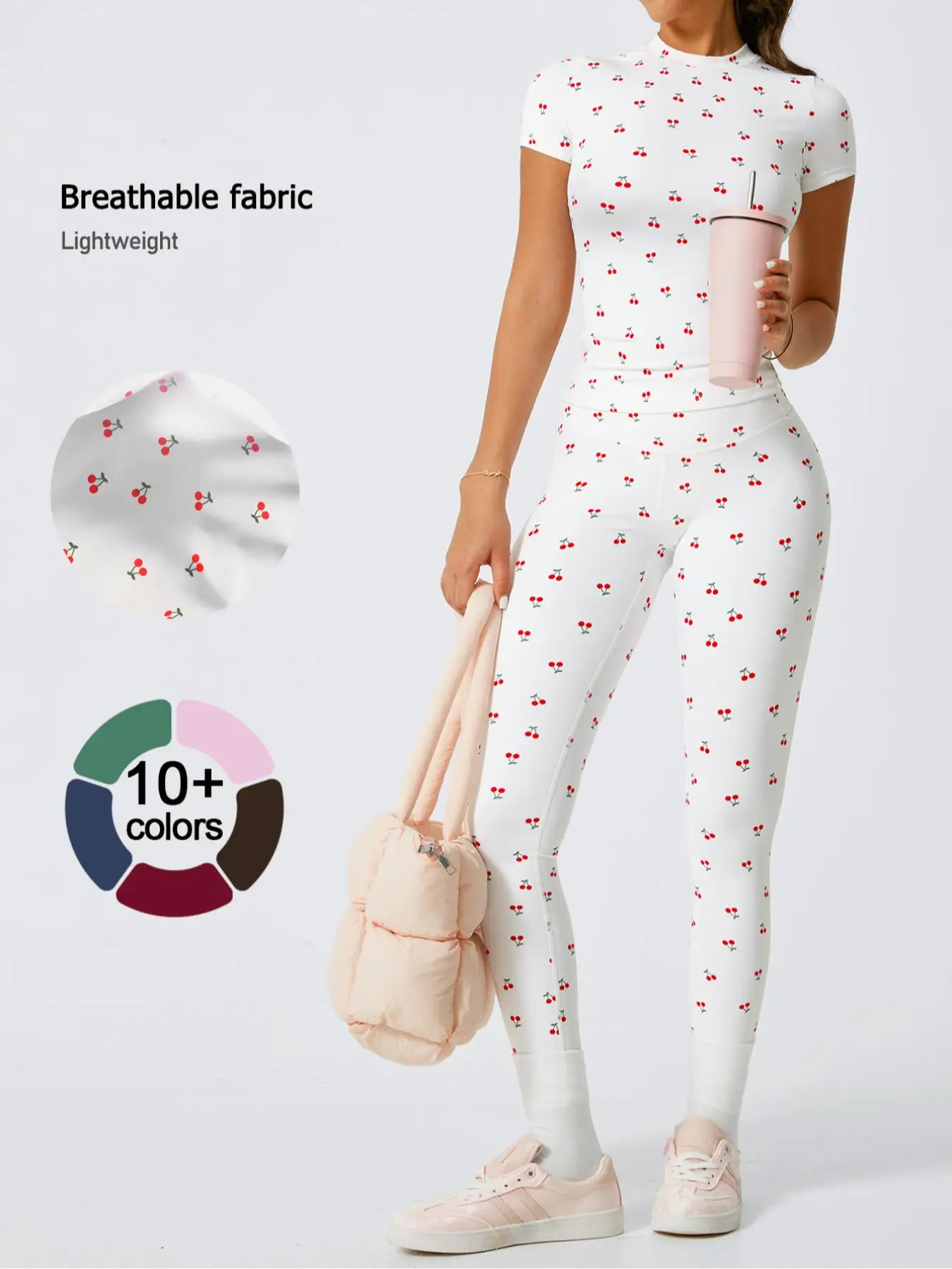 2PCS Women Quick Dry Yoga Set Workout Sportswear Gym Clothing Fitness Short Sleeve Top High Waist Leggings Sports Suits, Tracksuit Set