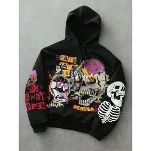 Men’s Gothic Skeleton street-style lightweight hoodie, fashionable hip-hop casual wear, comfortable fit design for autumn and winter, Halloween sweatshirt GARMENTARY