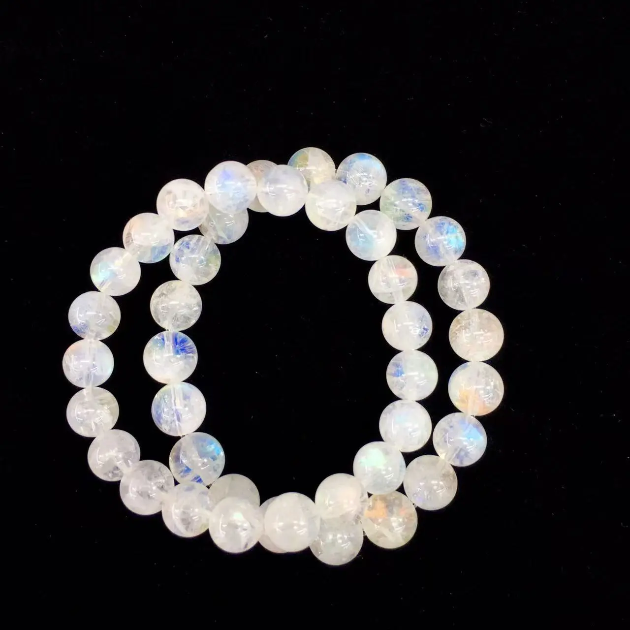 Unisex Beaded Bracelet with Round Madagascar Rainbow Moon Stone, Natural Single Strand Crystal Jewelry for Casual Wear, Adults