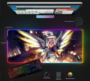 Mercy RGB Mousepad, Gaming Mouse mat, Overwatch 2 Desk Mat, Gift For Gamer