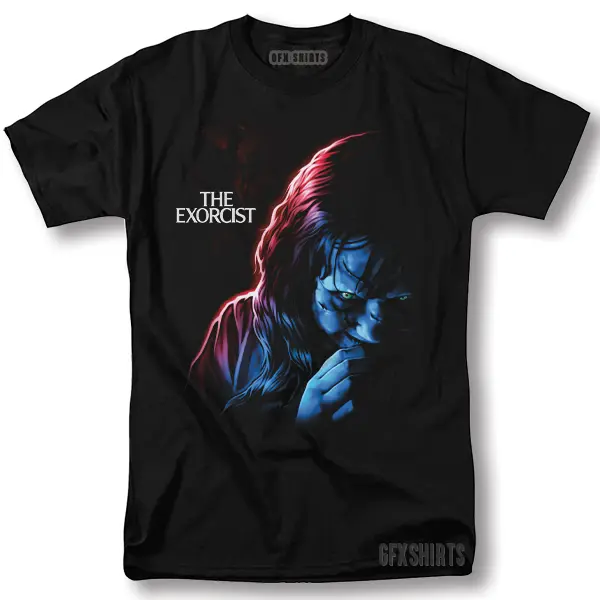 Men's Short-Sleeve The Exorcist Vintage Graphic Print T-Shirt, Casual Halloween Horror Classic Movie Menswear Clothes