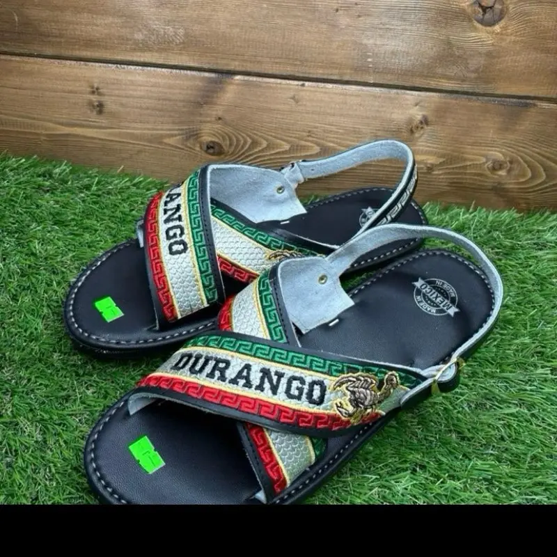 Mexican Huarache Crossed Sandals with Durango Branding and Greek Key Design for Comfortable Wear