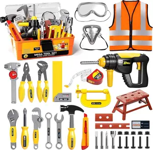 Kids Tool Set with Tool Box & Electronic Toy Drill, 45 Pcs Pretend Play Kids Construction Kits for Kids Ages 3-5 Years Old, Perfect Gift for Toddler Boy