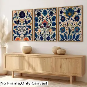 3pcs Frameless Design Canvas Wall Art, Canvas Prints, Modern and Vintage Artistic Floral Theme, Ideal Home Decor Decoration for Living Room Bedroom Kitchen Office Bathroom
