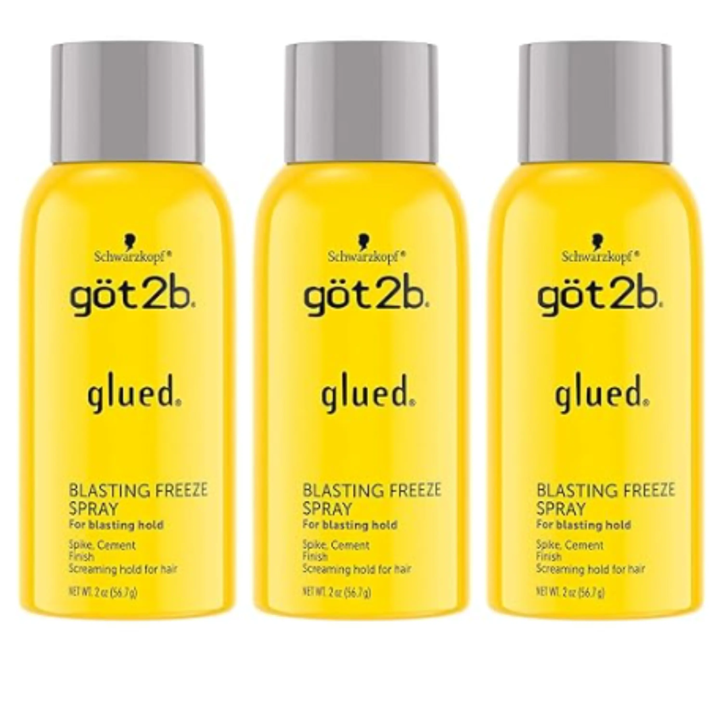 Glued Blasting Freeze Hair Spray 2 Oz Extreme Hold Volumizing Gel Travel Size 2 oz (Pack of 3) Waterproof Unisex Haircare