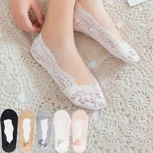 5 Pairs of Chic Floral Lace Invisible Socks - No Show & Liner Socks for Women - Thin, Low Cut, Breathable, Summer Essential, Stockings & Hosiery for Casual Outings