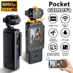 Body Mounted Video Cameras, 1080P Portable Vlogging Camera with WiFi, Night Vision & Stabilization Compact Mini Action Camera for Travel, Sports, Covert Recording (1.6" Screen, Rotatable Lens)
