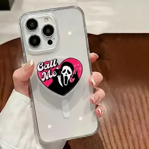 Call Me Horror Heart MagSafe Phone Grip — Anti Valentine Funny Spooky Magnetic Holder, Dark Valentine Gift for iPhone 15 14 13 Gothic Aesthetic