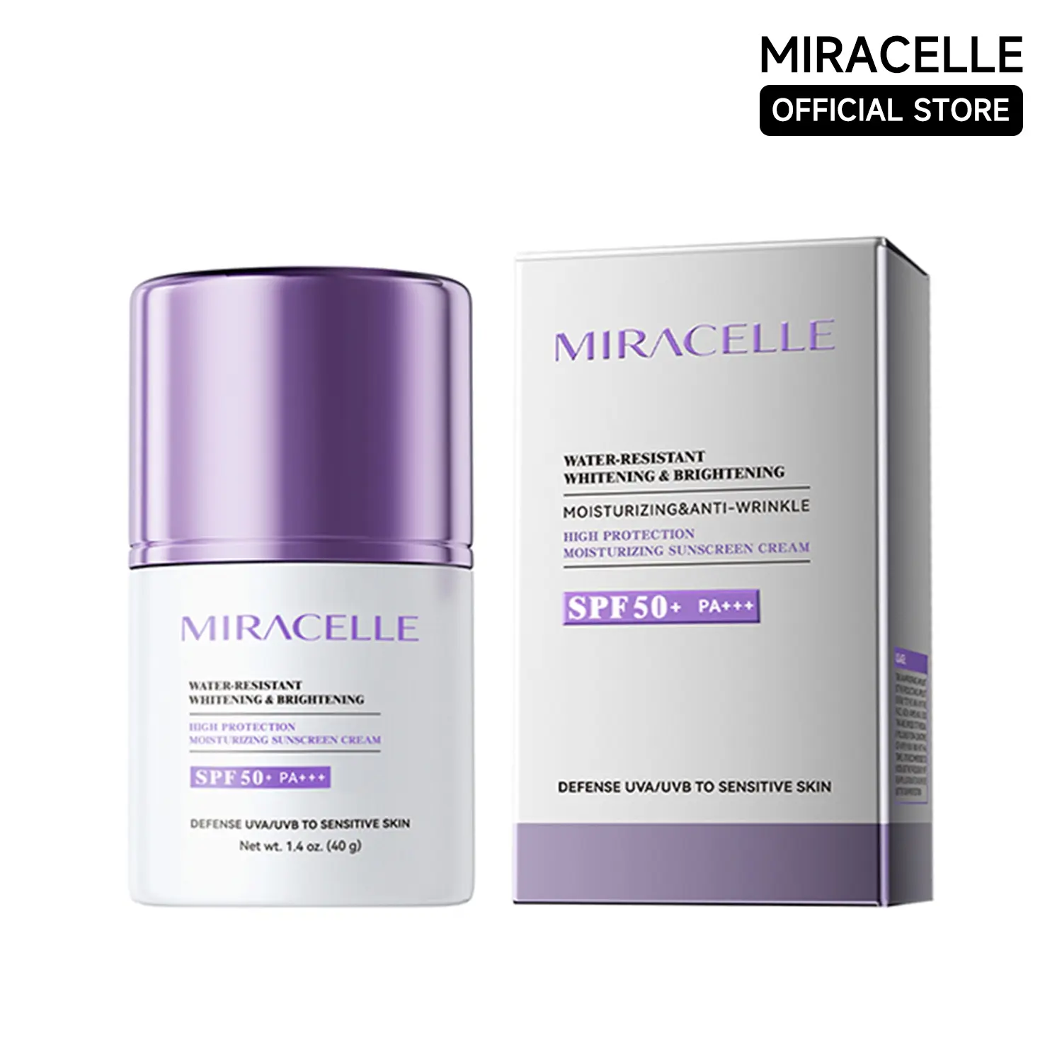 MIRACELLE Brightening Sunscreen Moisturizer for Face, SPF50+ PA+++ - Lightweight & Hydrating for Radiant Skin, Fragrance Free for Gym & Daily Wear, Sunscreen For Face, Smoothing