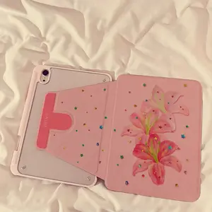 iPad Protective Case with Rotating Stand, Style Acrylic Full Coverage Shockproof Design, Compatible with Various Models Tablet Protective Cover