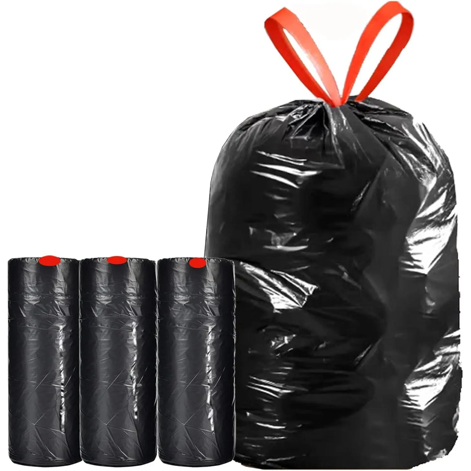 13 Gallon Black Heavy Duty Garbage Bags – Thickened Stretchy Trash Liners for Kitchen, Office, Household, Tear Resistant, Multi‑Purpose Wastebasket Bags