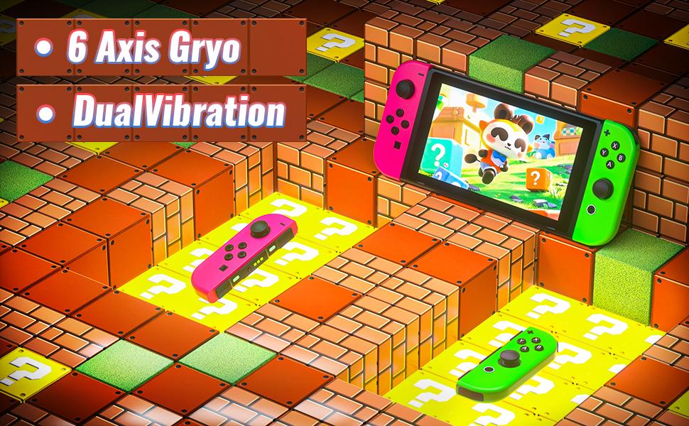 Switch Controller Set for Nintendo Switch 1/2/OLED/Lite Wireless Replacement Gamepad with Dual Vibration Motion Control 6-Axis Gyro & Wake-Up Function