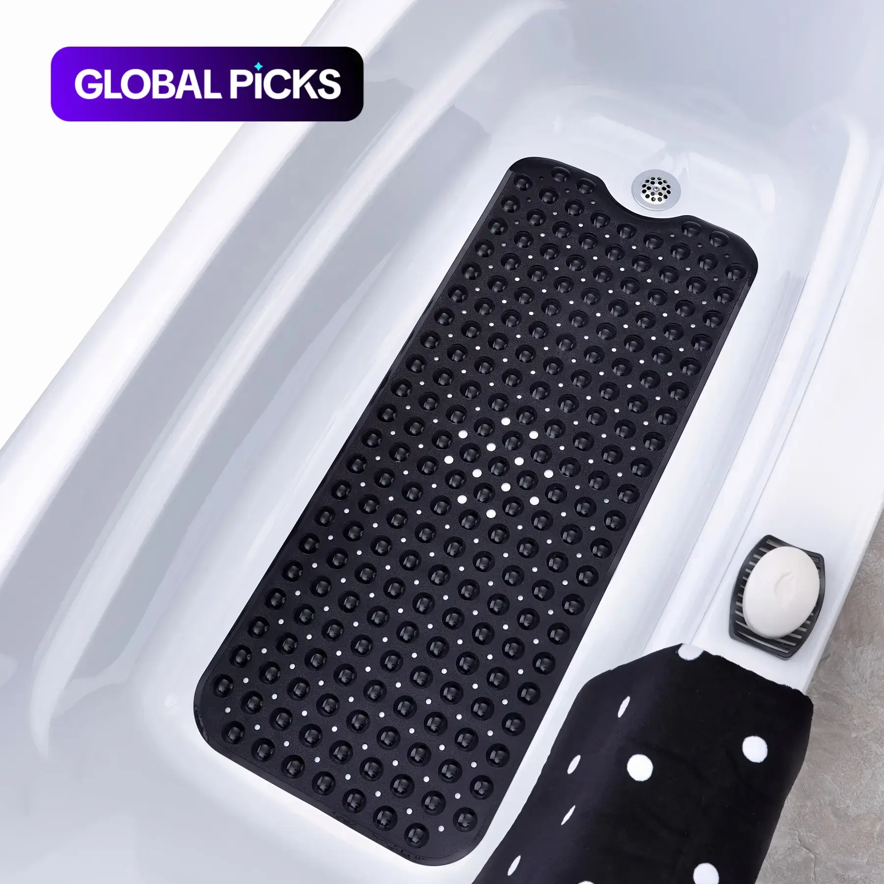 Solid Color Extra-Long Anti-Slip Bathtub Mat, Non-Slip Bath Safety Shower Mat for Kids, Elderly & Disabled, Bathroom Accessory, Shower Mats For Inside Shower #GLOBAL PICKS