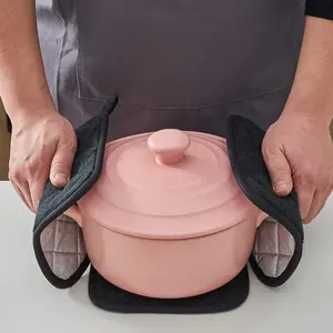 Kitchen Set of 4 Pot Holders, Kitchen Hot Pads for Countertops and Oven Trays Loose Pack, Kitchen Heat Resistant Pad Set,can hang kitchen heat insulation pad, terry cloth, kitchen heat - resistant high temperature baking cooking pad