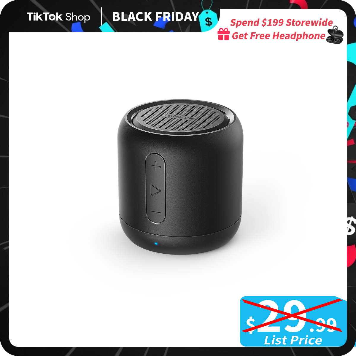 [TikTokShopBlackFriday] Anker soundcore Mini, Super-Portable Bluetooth Speaker with FM Radio, 15-Hour Playtime, 66 ft Bluetooth Range, Enhanced Bass,