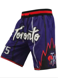 Men's 15 Purple Basketball Shorts Streetwear Sports Shorts Athletic Shorts Vintage Embroidered Zipper , Casual Fitted Training Pants for Spring & Fall, Moderate Fabric