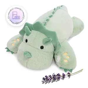 18in/2LB Heatable & Coolable Light Green Triceratops Weighted Stuffed Animals | Microwavable Heating Pad for Relieve Stress Soothing & Relaxation | Lavender Scented Plush Toys for Adults and Children