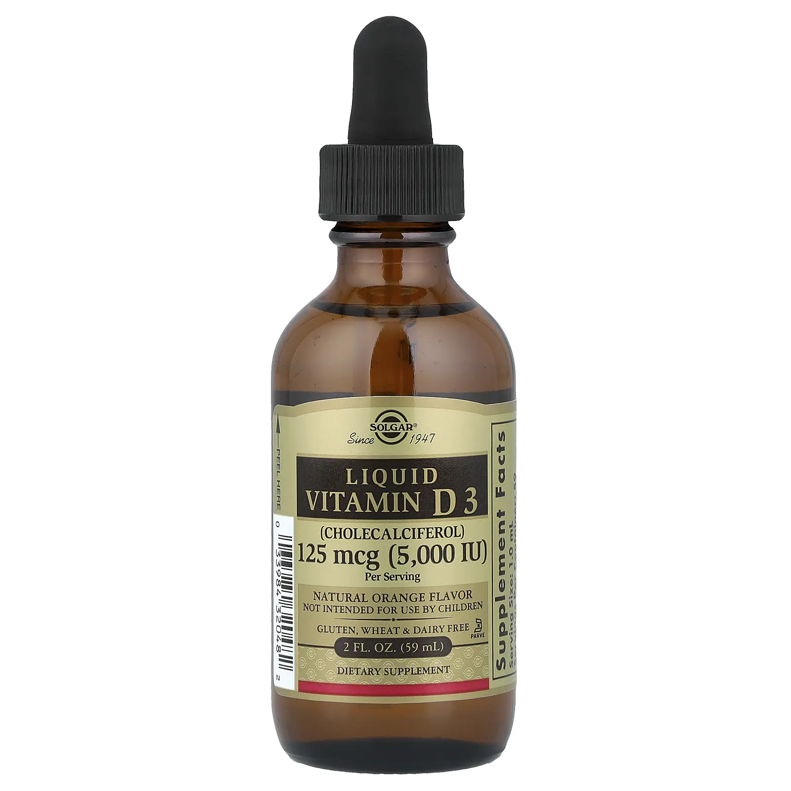 Solgar Liquid Vitamin D3, Natural Orange, 2 fl oz (59 ml)