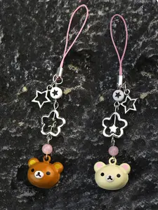 Cute Bear Bell Keychain Kawaii Cartoon Bear Backpack Pendant Y2K Handmade Star Chain Couple Phone Accessory Gift Keychain For Bags