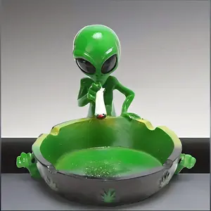 Alien Ashtray Decor Statue Figurine Sculpture, Resin Fantasy Theme, Indoor Outdoor Use, Perfect for Holiday Decorations Christmas Halloween Easter Thanksgiving