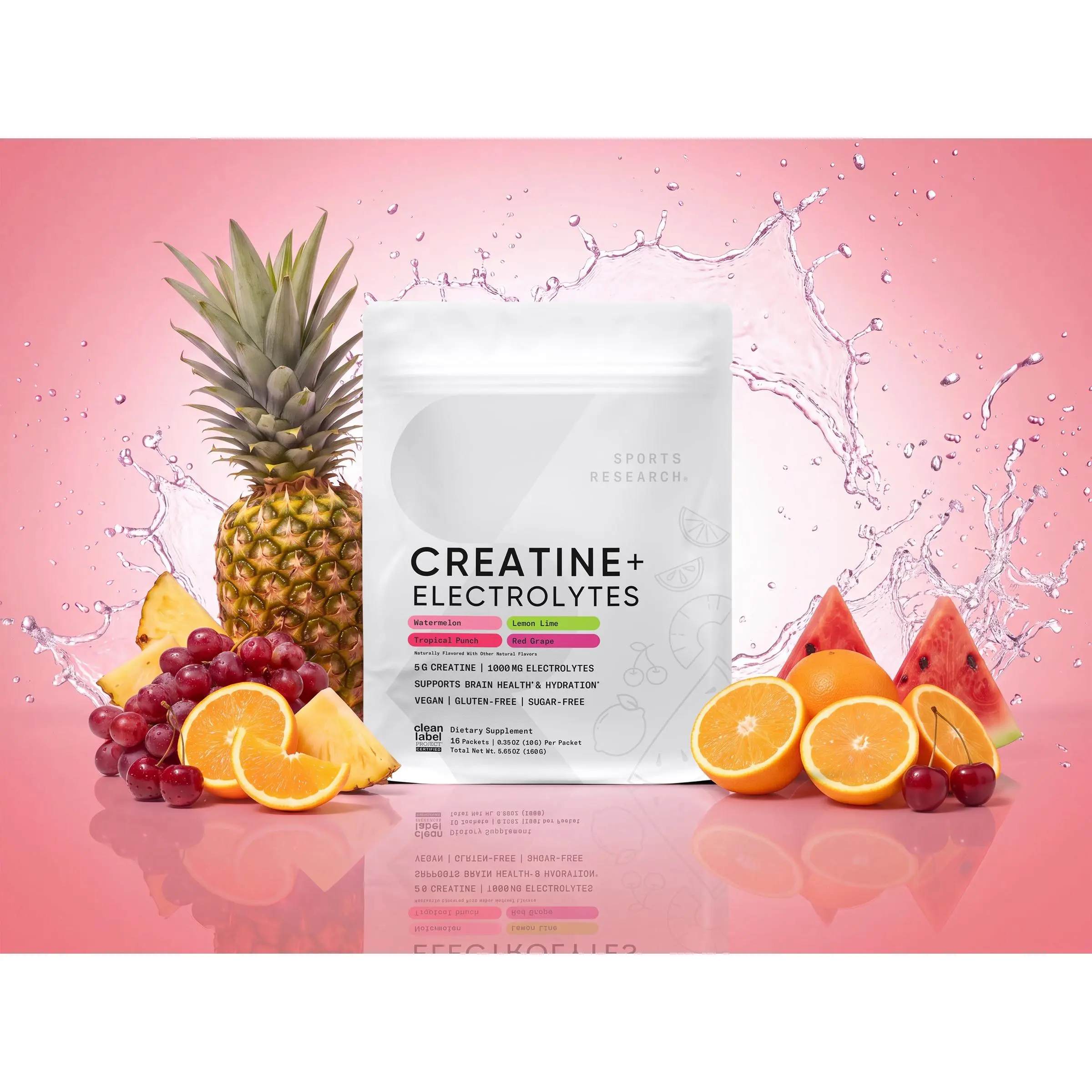 Sports Research® Creatine Electrolytes,16 Sugar-Free Flavored Variety Packs