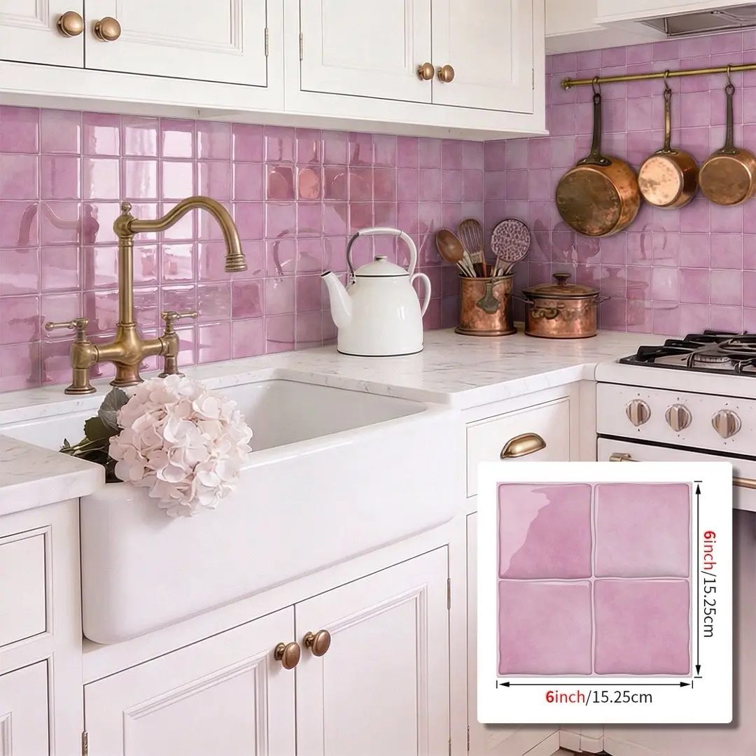 24 pieces self-adhesive 3D imitation brick wall sticker, removable and waterproof, Peel And Stick Wallpaper Designs, suitable for bedroom and living room decoration, home decoration, room, 6inX6in, Kitchen Wallpaper