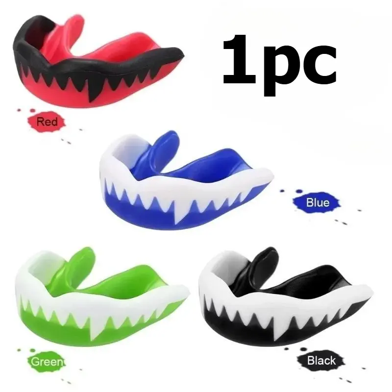1-Piece EVA Cuttable Moldable Mouth Guard Dual-Color Sports Mouthguard Boxing/Sanda Mouthguard Shark-Tooth Training Mouthguard Youth Mouth Guard Sports Mouthguard Boxing Equipment