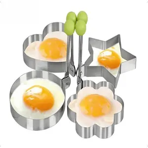 4 Pack Egg-frying mold, Pancake Molds for Griddle – Stainless Steel Heart Shaped Pancake Mold Set with Ring, Star, Cloud Fun Shapes – Fried Egg Molds for Omelets, Cookie Cutting & Creative Breakfast Preparation