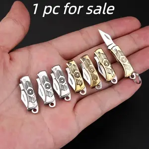 Mini Copper Folding Knife Keychain, Portable Pocket Knife, Compact Design, Perfect Gift for Fishing, Edc, Daily Use, Folding Pocket Knives