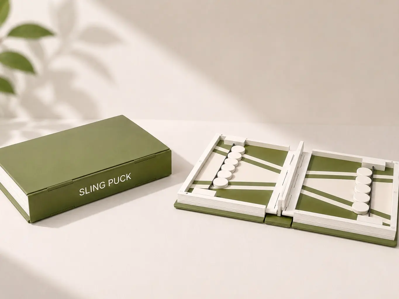 Travel Slingpuck Book Board Game, Portable Fast-Paced Strategy Game for Family Travel & Indoor Entertainment