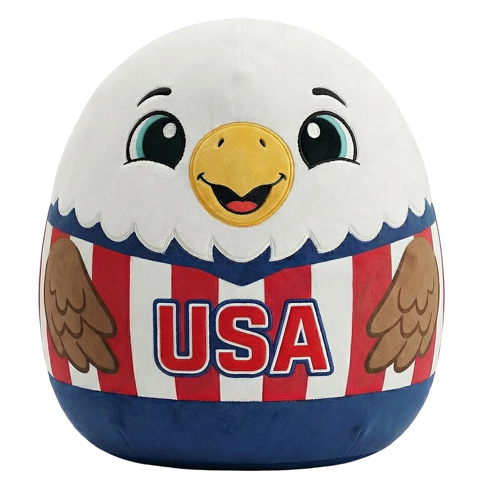 Cartoon Patriotic Eagle Plush Pillow, USA Eagle Stuffed Animal Toy, Cute American Flag Bald Eagle Plush Cushion for Fans Collectors And Holiday Decor