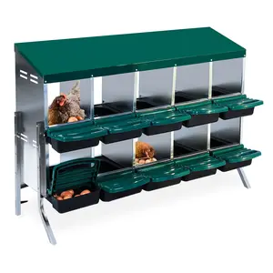 Chicken Nesting Box, 10 Compartments Nesting Boxes for Chickens, Chicken Laying Boxes with Metal Leg, Roll Away Nesting Box for Chickens Laying Egg to Protect Eggs