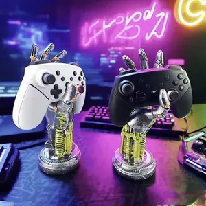 1pc Sci-Fi Cyberpunk Mechanical Arm Statue, Ultra-Futuristic Design, Game Controller Holder, Headset Stand, Desktop Ornament, Console accessories, Gift for Gamers and Men, Suitable for Valentine's Day, Father's Day, Christmas