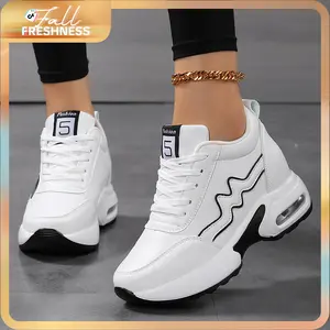 Sosenfer 2026 Women's Breathable Mesh Sneakers - Casual Lace-Up, Height-Boosting Platform Shoes With Air Cushion Comfort For All Seasons,heightboosters,1026