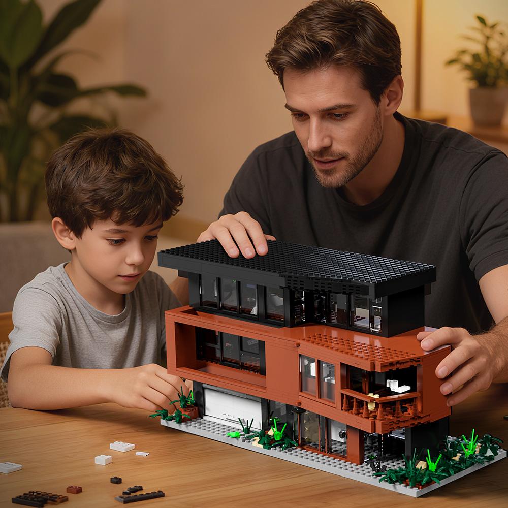 Garage assembly toy building block set, mini street view building block set, modern house model suitable for adults as holiday gifts