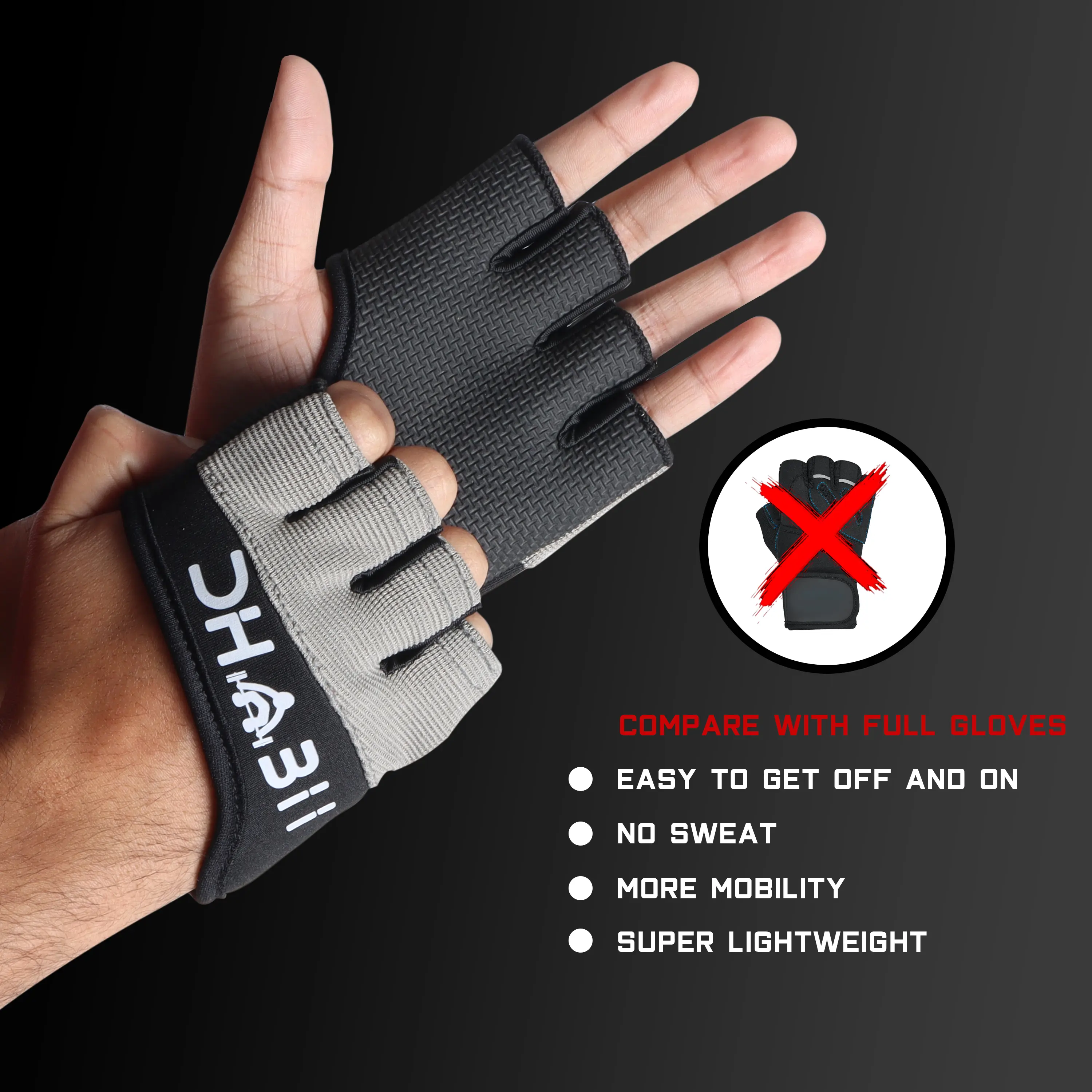 Dhabii Men's Half Palm Fingerless Anti-Slip Sports Gloves - Easy Grip Fitness Accessories, Callus Prevention, Lightweight Control for Partial Gym Workouts, Anti Slip Gloves, Easy Grip Glove