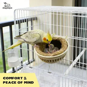 Bird Cage Hanging Jade Bird Nest with Nest Pad, Baby Bird Nest, Breeding Incubator Two-In-One, Coconut Fiber Material, Parrot Cage, Parakeet Cages, Bird Supplies