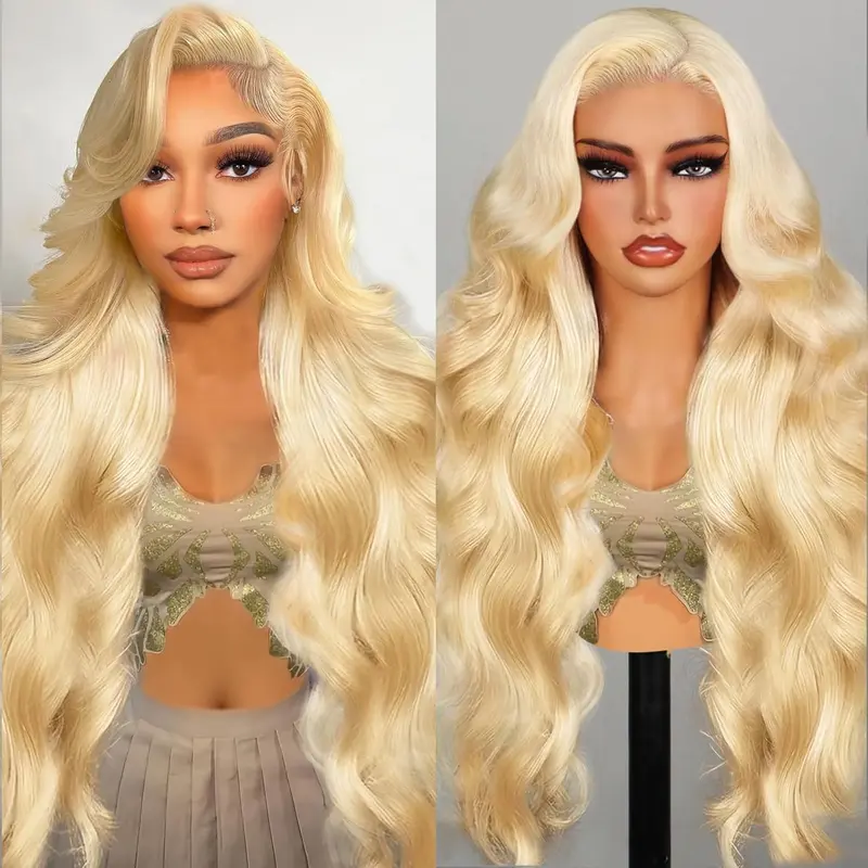 【30 in Only $75】613 Human Hair Wig, 13x6 Lace Front Thick Glueless HD Wig, 180 Density Blonde Body Wave, True Length, Random Dyeing, No Shedding, No Synthetics, Triple Lifespan, 3X