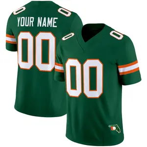 Green Football Jersey Custom Name Number #00 Unisex V-Neck Short Sleeve Breathable Athletic Game Day Shirt