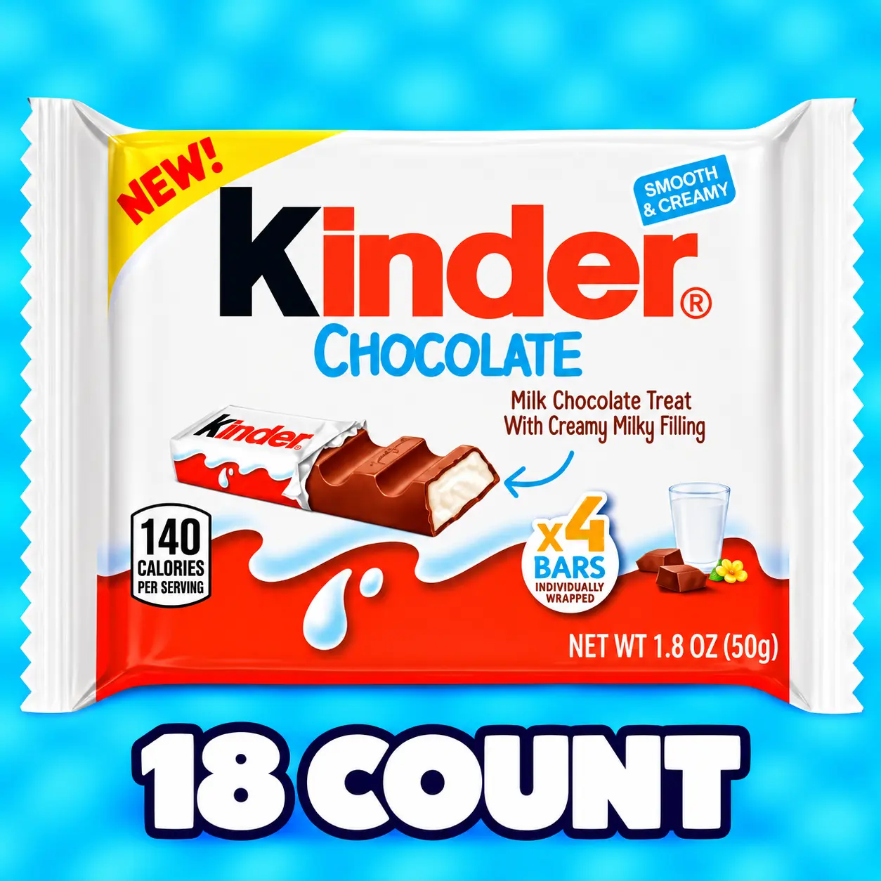 Kinder Chocolate Bar 18 count Box