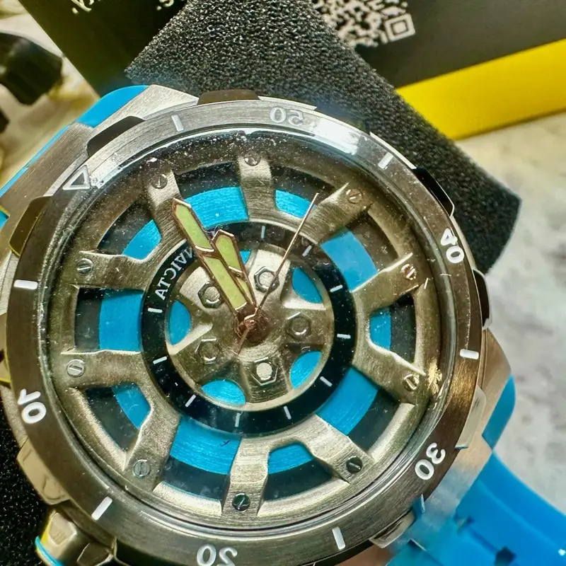 Invicta Racing 49442 Sport Watch, 46mm Case, Light Blue Silicone Strap