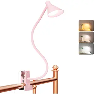 Clip on Light USB Reading Light 3 Color Modes 10 Brightness Levels Eye Care Clamp Light Flexible Dimmable Reading Lamp Clip on Lamp for Bed Headboard Desk Bedside Dorm (Black)