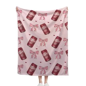 Dr Pepper Original Flavor Bow with Heart Design, Soft Velvety Material, Perfect Cozy Fluffy Option for Home & Office Use