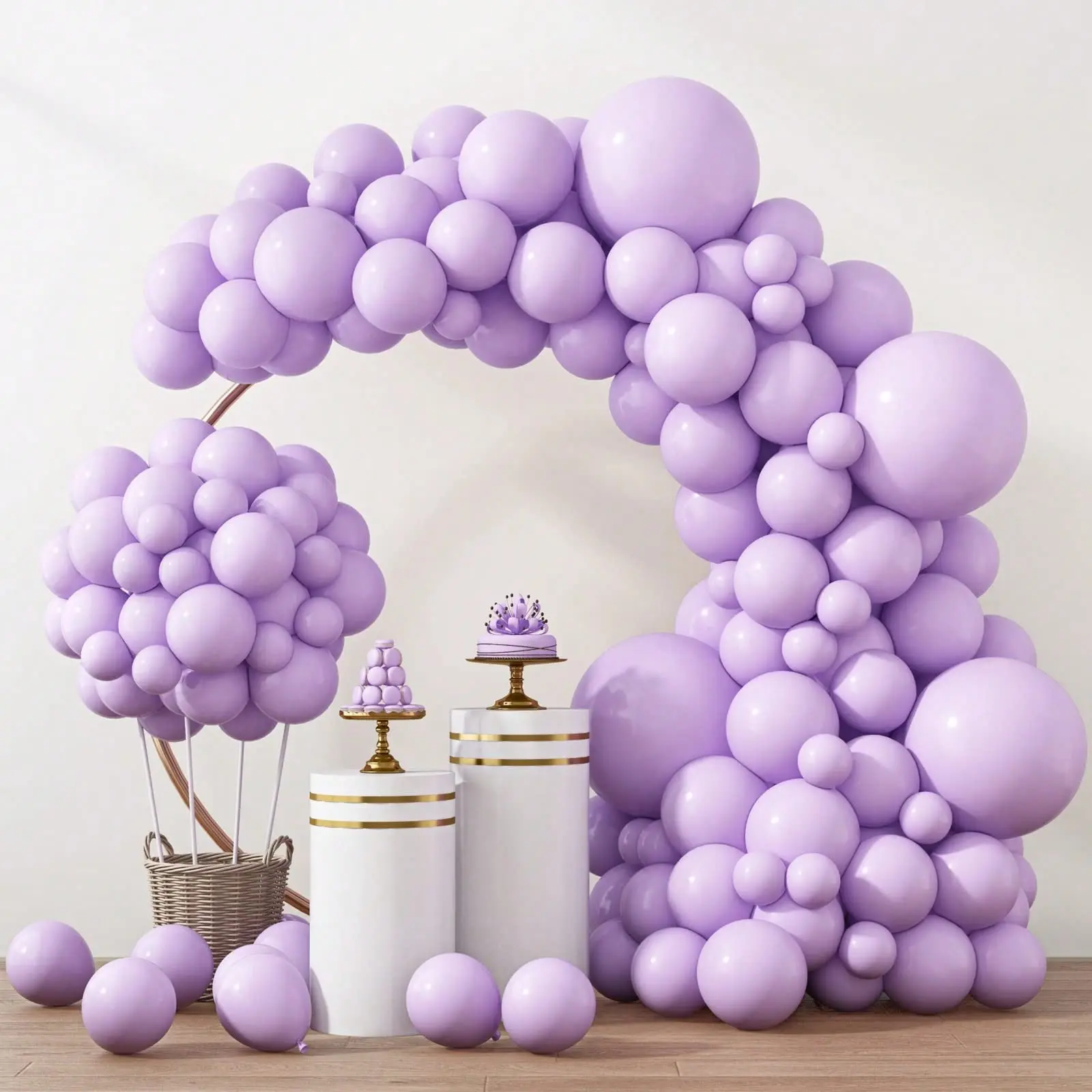 89pcs Multi-size Pastel Purple Balloon 89 Pcs Different Sizes Pack of 18 12 10 5 Inch Light Pastel Purple Lavender Lilac Balloon Arch KitGarland, Perfect for Birthday Party, Wedding, Engagement, Bachelorette Party, Room Decoration, Party Supplies